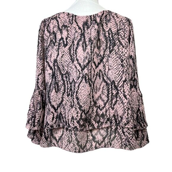 BB Dakota Snakeskin Print Pink Black Layered Cropped Wide Sleeve Size Large - Picture 5 of 11